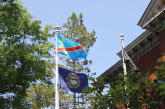 Raising the Congolese flag at City Hall in Manchester, NH.