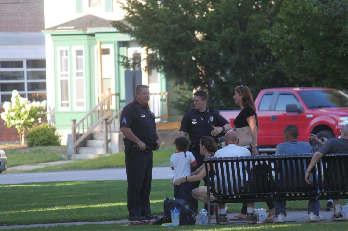 Manchester Police on one of several calls for service at Bronstein Park Aug. 25.