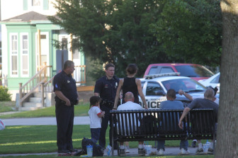 Manchester Police officers investigate a reported fight at Bronstein Park on Aug. 25. No arrests were made.