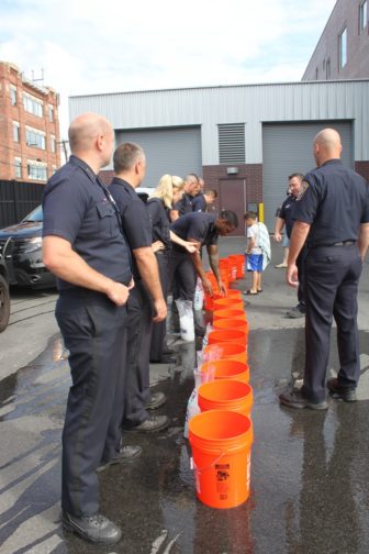 Manchester Police community policing division, ready for the ALS Ice Bucket Challenge.