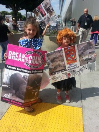 Beagle Freedom Project Kids dress up at the circus to draw attention to the plight of the animals. 