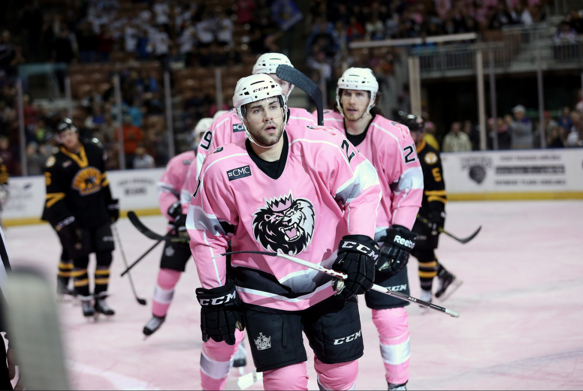 "Pink in the Rink" powered the Monarchs to a 3-1 win over the Bruins.