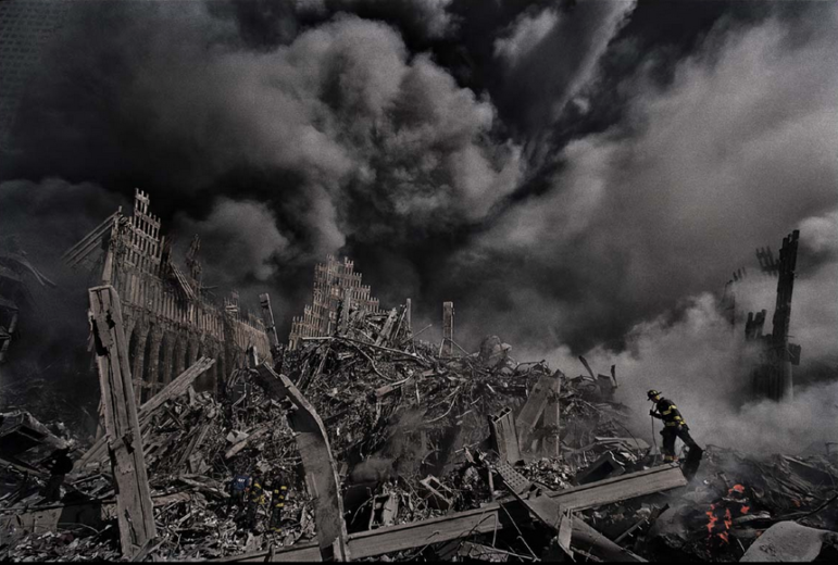 James Nachtwey, Firefighters at Ground Zero, 2001 (printed 2014), digital chromogenic print, Currier Museum of Art, Manchester, New Hampshire. Museum Purchase: The Henry Melville Fuller Acquisition Fund, 2014.22.4. James Nachtwey. 