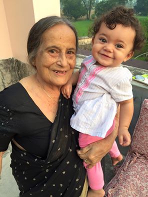 Baby Uma with her grandmother.