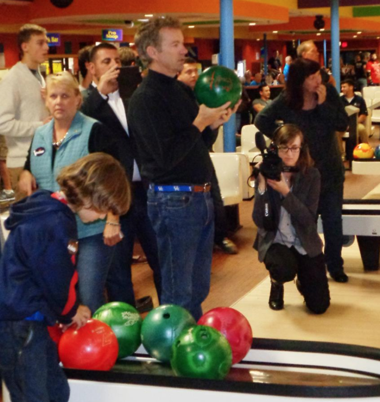 Rand Paul bowling, not singing, for Liberty.
