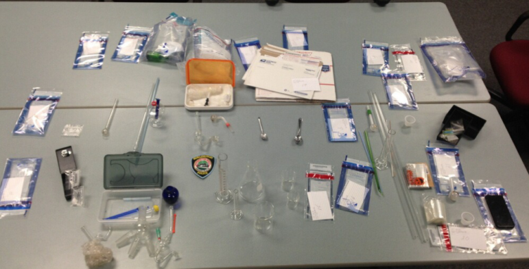 Items confiscated following Sunday's methamphetamine lab bust.