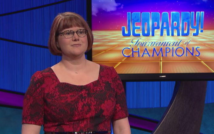 Nail-biter: Kerry Greene has some catching up to do if she's gonna win the Jeopardy Tournament of Champions.
