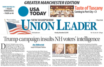 Union Leader front page, Dec. 28. 2015.