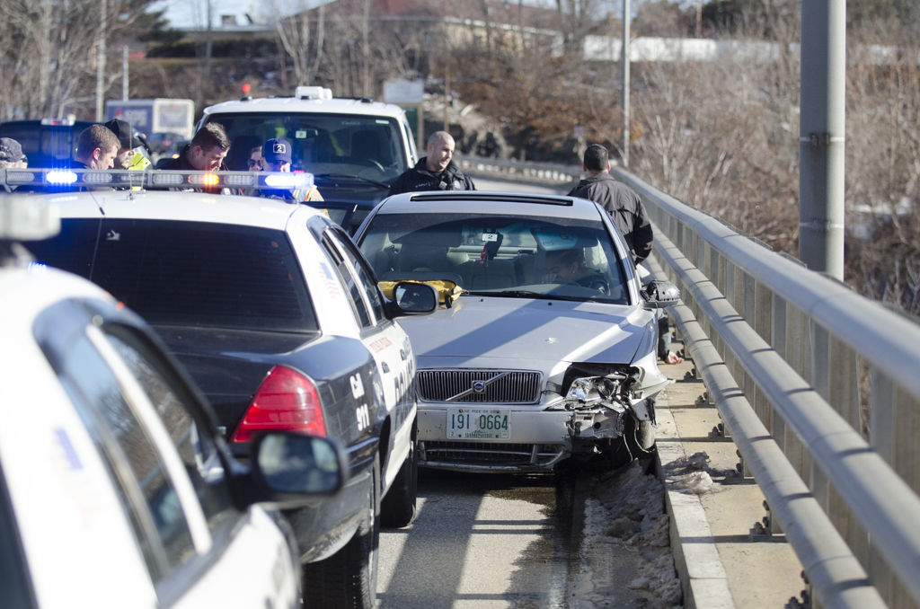 Aftermath of hit-and-run crash on the Queen City Bridge Jan. 11, 2016.