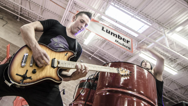 Recycled Percussion raised the roof in aisle 20 at Home Depot Sunday during a free concert.