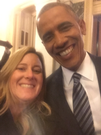 Melissa Fortin Crews with President Obama in Washington, D.C.