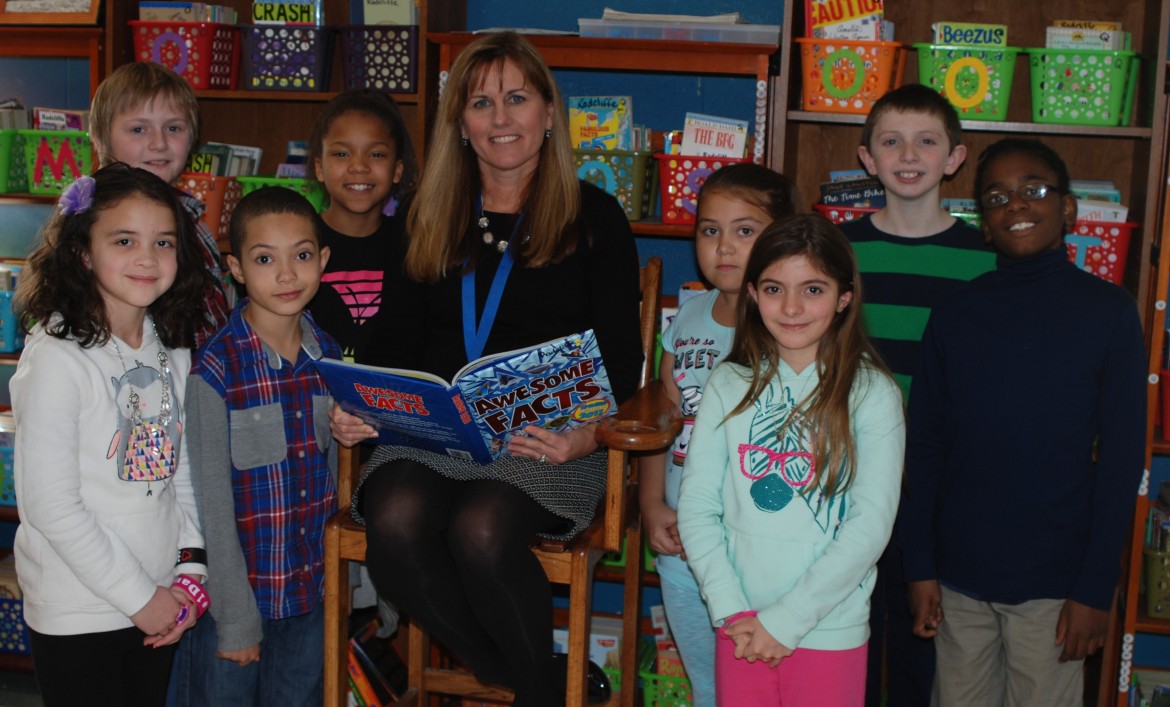 Shelly Larochelle, principal of Northwest Elementary School, with some of her students.