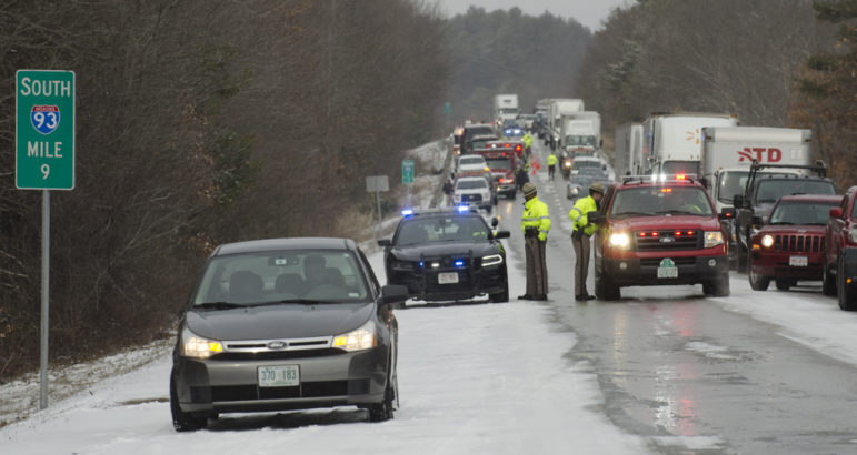 Chaos on I-93 Friday morning, after slick roads and whiteout conditions caused drivers to crash.