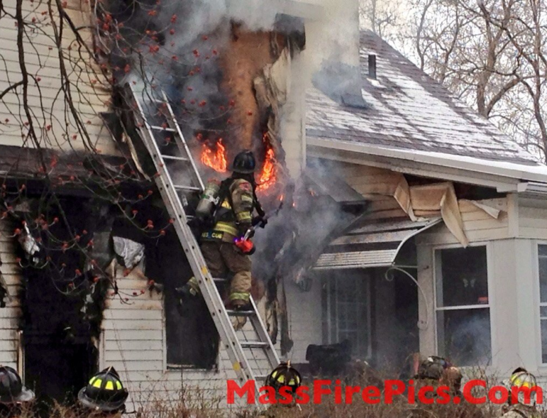 Crews working a fire at Howe Street on April 4.