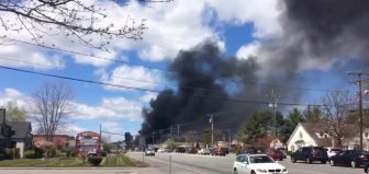 Smoke from the 4-alarm fire could be seen for miles
