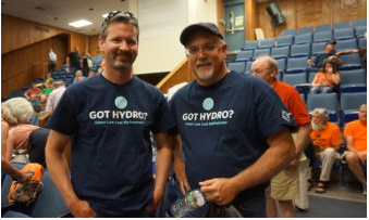 Dan Davis and Marc St. Cyr, Eversource employees sporting Got Hydro? shirts.