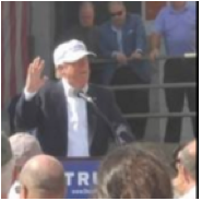 Donald Trump speaks at parking lot of former Osram Sylvania plant in Manchester on June 30.