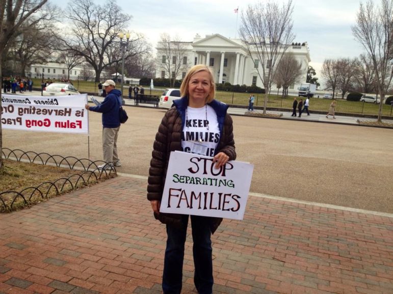 Eva Castillo at a demonstration outside of the White House.
