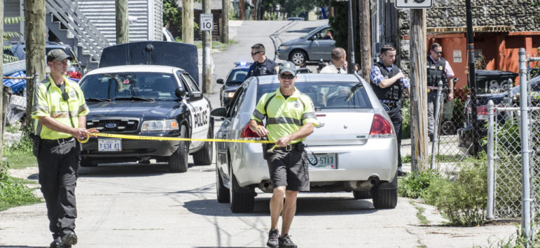 Police investigate shots fired on Central Street Aug. 3.