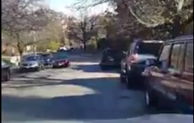 View from behind the wheel: State Rep. Victoria Sullivan demonstrates the congestion on Beech Hill Ave. compared to President Road in this screenshot from her Facebook video.