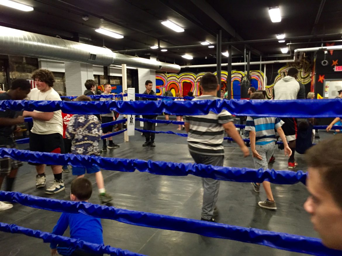 Everyone gets in on the action inside the new boxing ring.