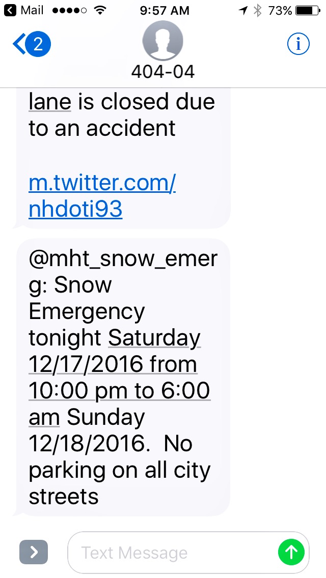 snow emergency text
