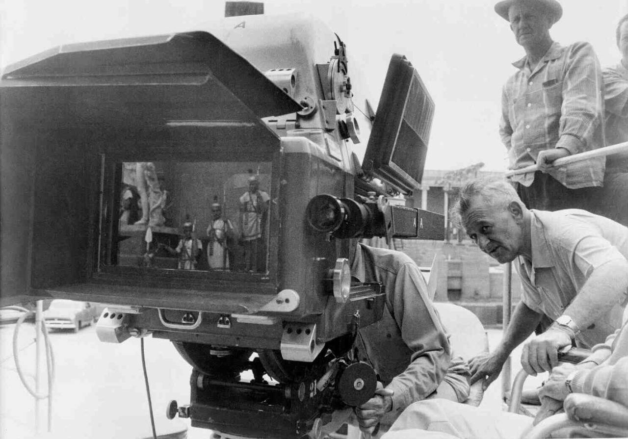 Wyler peers through Panavision camera
