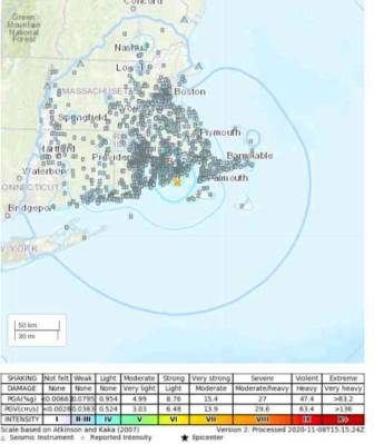 3.6 magnitude earthquake recorded just off coast of Massachusetts Sunday morning