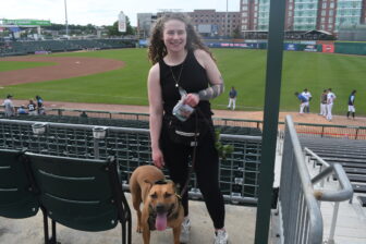Dog owners enjoy Fisher Cats’ Bark in the Park